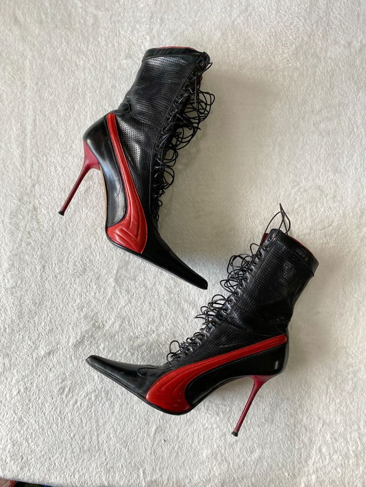 Sewing Nylon - Black and red leather sexy leather