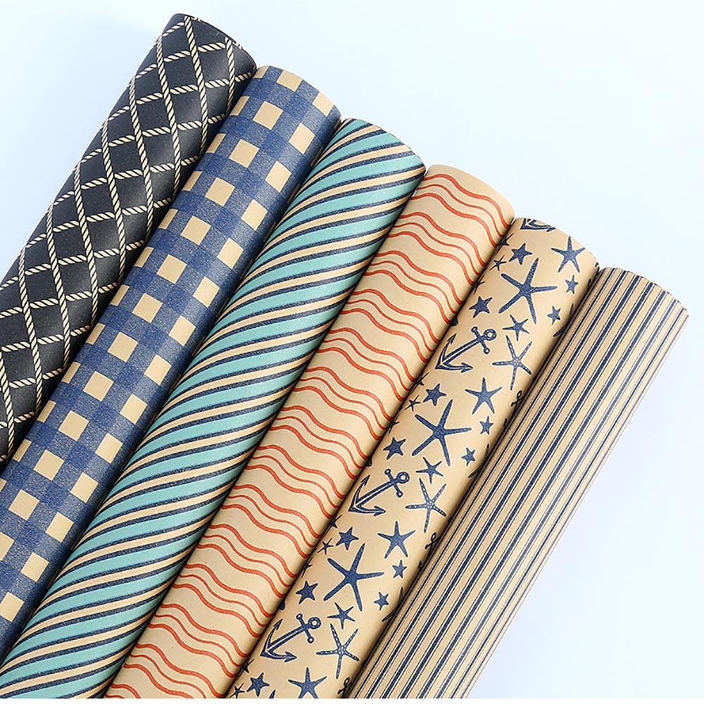 Pattern Tissue Paper - Blue Grid Wrapping Retro Gift Wrapping