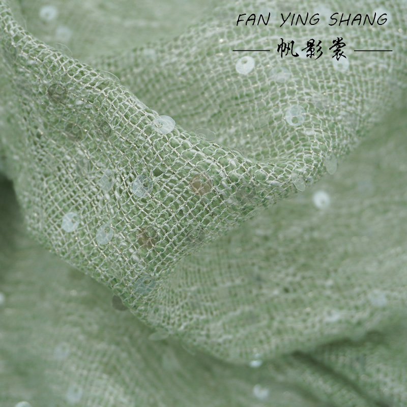 Sewing Tweed - The Pale Green Sequins Tweed Fabric