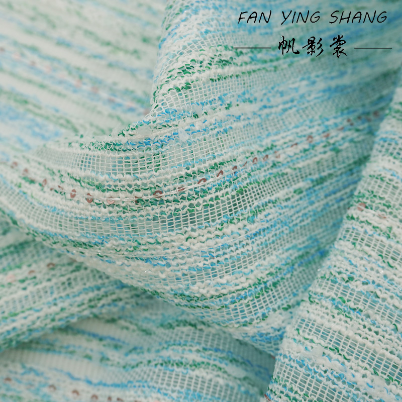 Green Sky Blue White Sequin Tw - Sewing Tweed ulasan dan harga