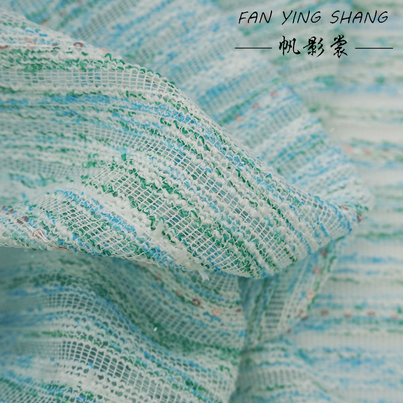 Green Sky Blue White Sequin Tw - Sewing Tweed ulasan dan harga