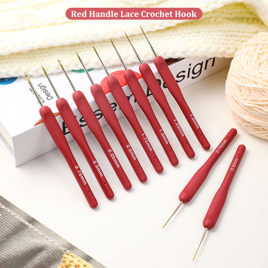 10pcs Red Crochet Set Kit Sili - Textile Sewing Kit ulasan dan harga