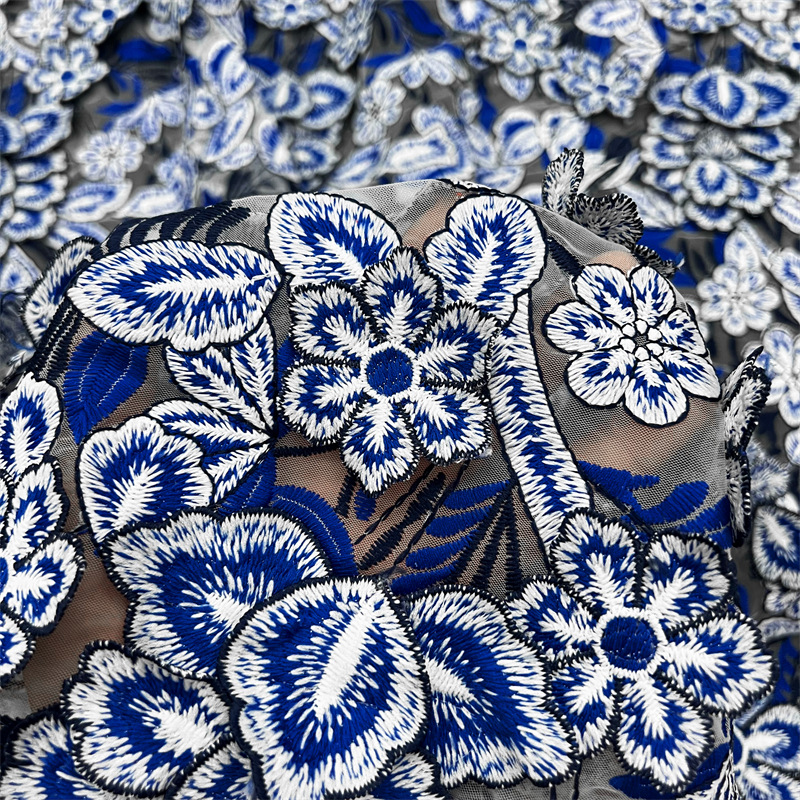 1yard Blue and white porcelain - Sewing Embroidery Fabric ulasan dan harga
