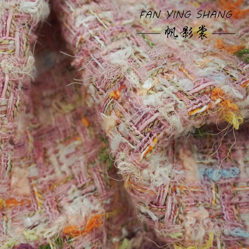 2025 Pink Color Weaving Plaid  - Sewing Tweed ulasan dan harga