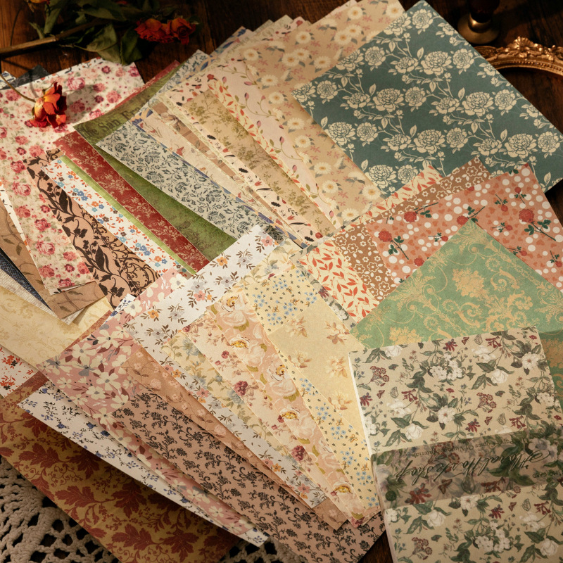 100 Sheets Vintage INS Floral  - Pattern Tissue Paper ulasan dan harga