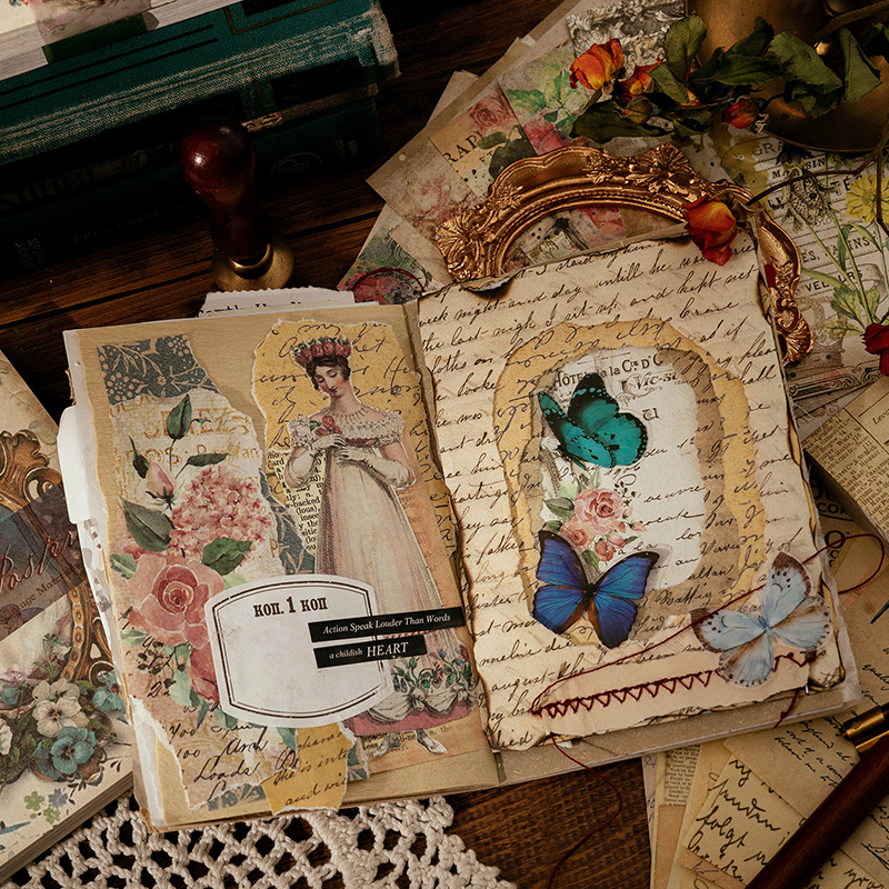 100 Sheets Vintage INS Floral  - Pattern Tissue Paper ulasan dan harga