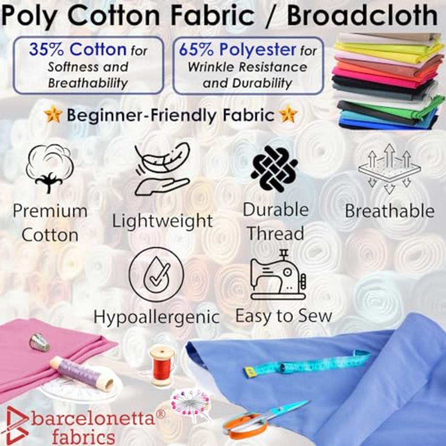 Poly Cotton Fabric for Sewing  - Sewing Cotton ulasan dan harga