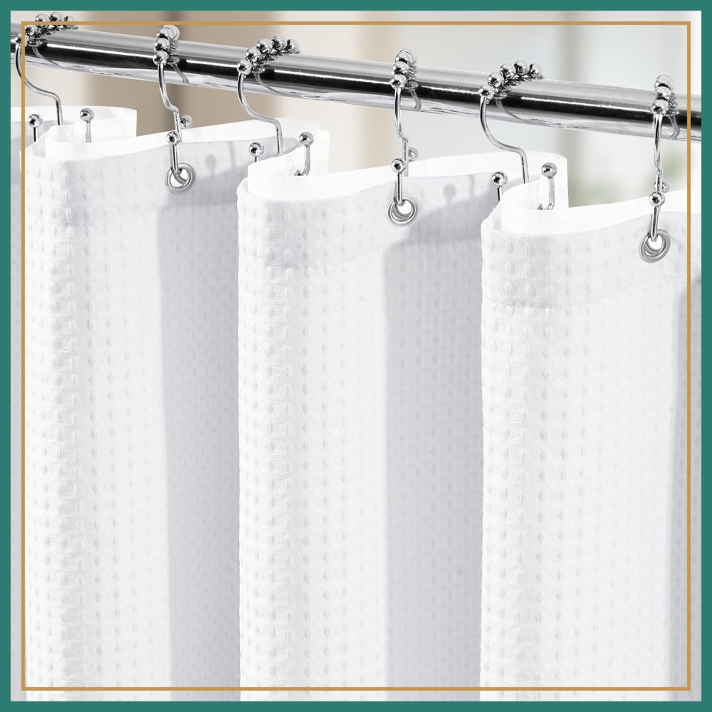 3 in 1 Waffle Shower Curtain S - Fabric Weight Set ulasan dan harga