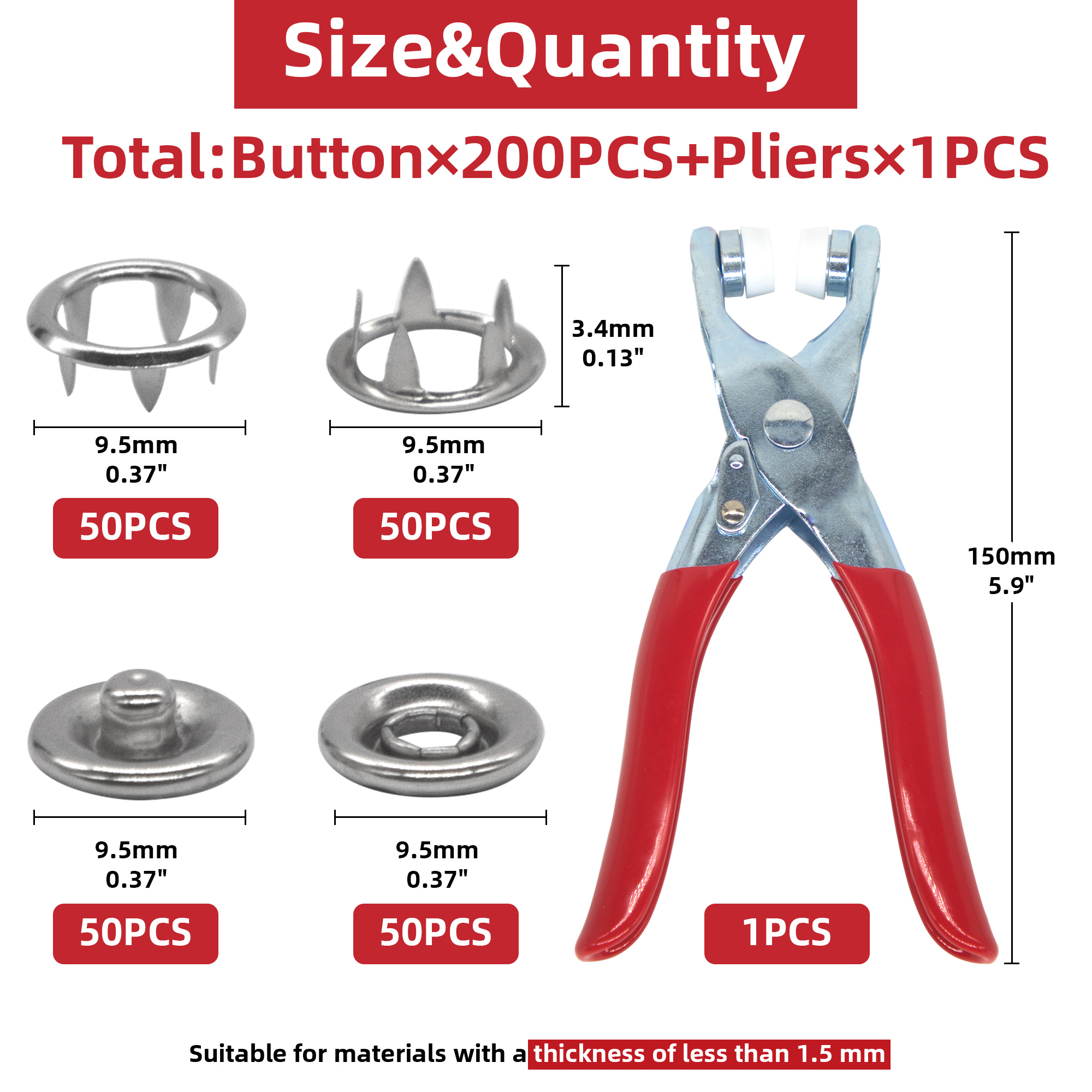 50 Sets Snap Fasteners Kit Too - Snap Button Plier ulasan dan harga