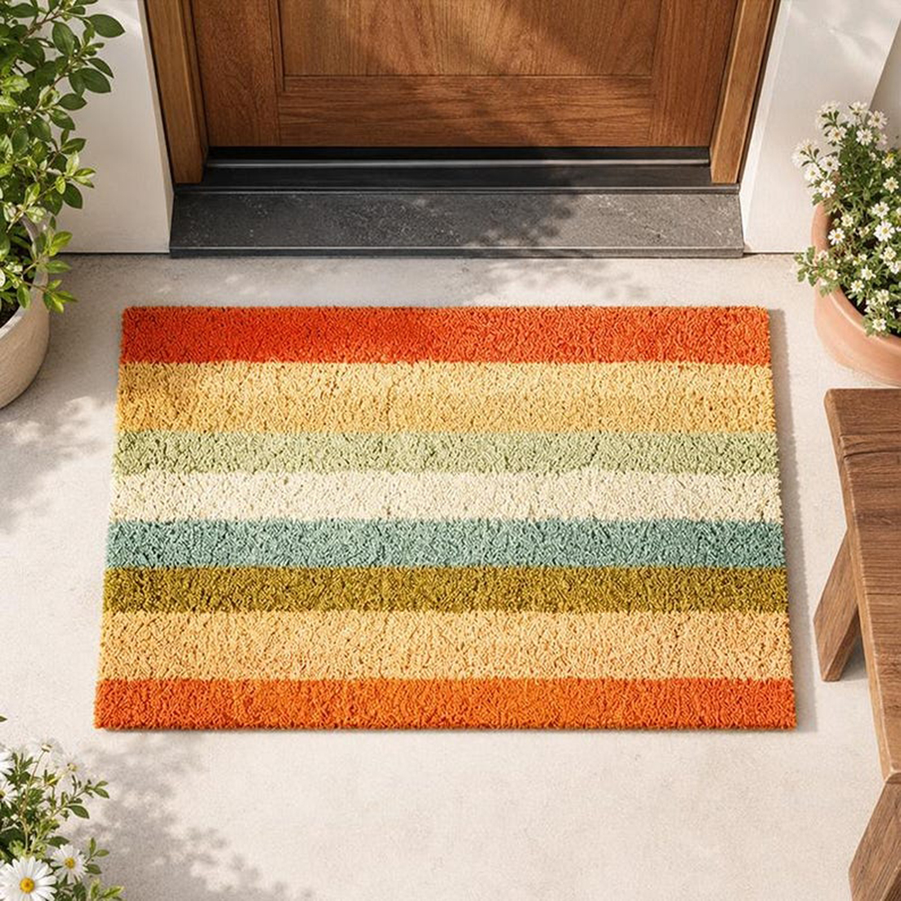 Retro Colorful Stripe Doormat  - Century Textile & Sewing Supply Hours ulasan dan harga
