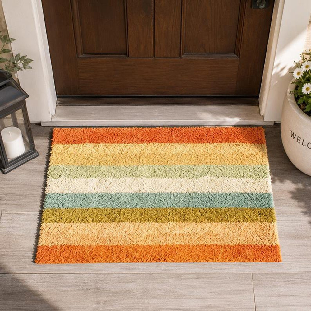 Retro Colorful Stripe Doormat  - Century Textile & Sewing Supply Hours ulasan dan harga