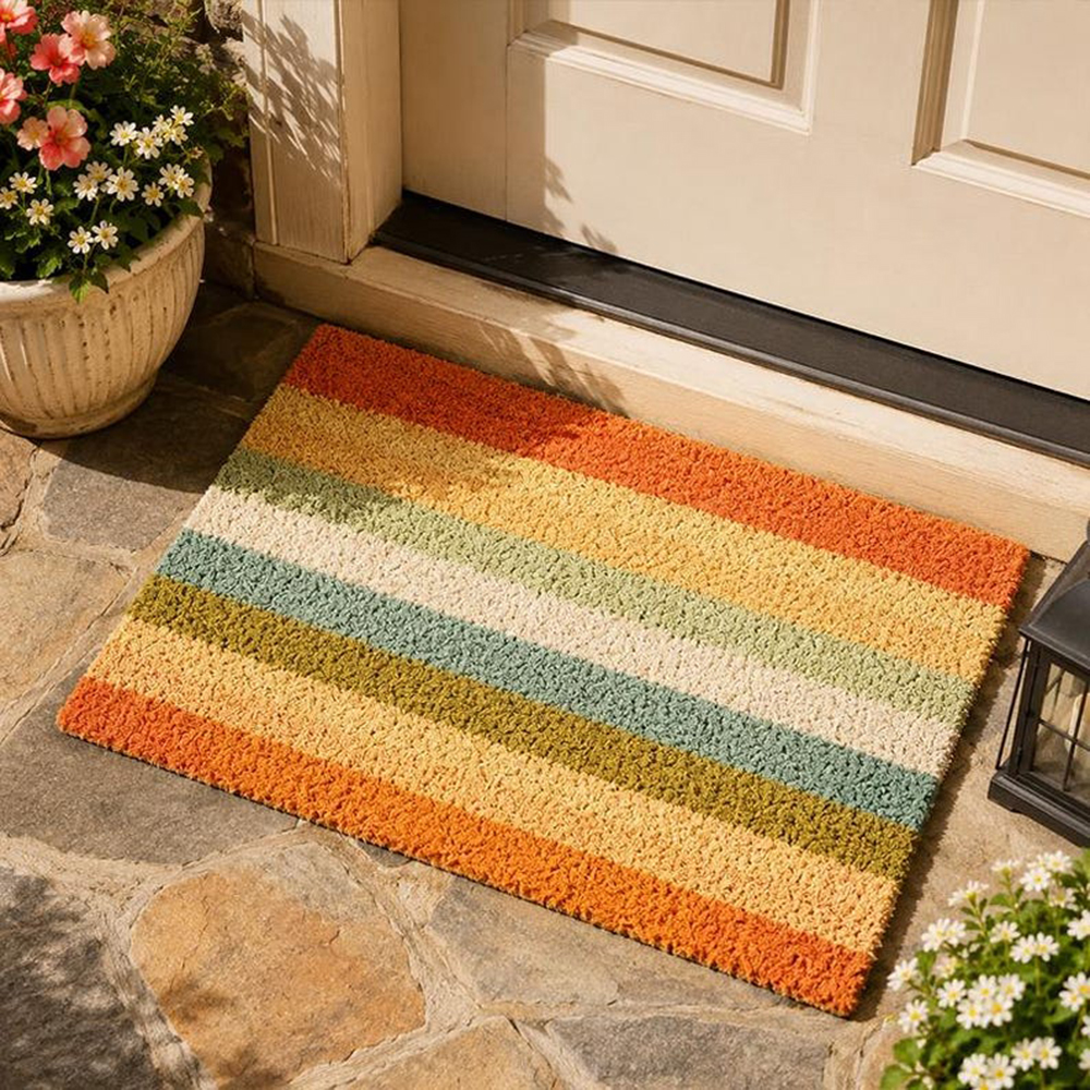 Retro Colorful Stripe Doormat  - Century Textile & Sewing Supply Hours ulasan dan harga