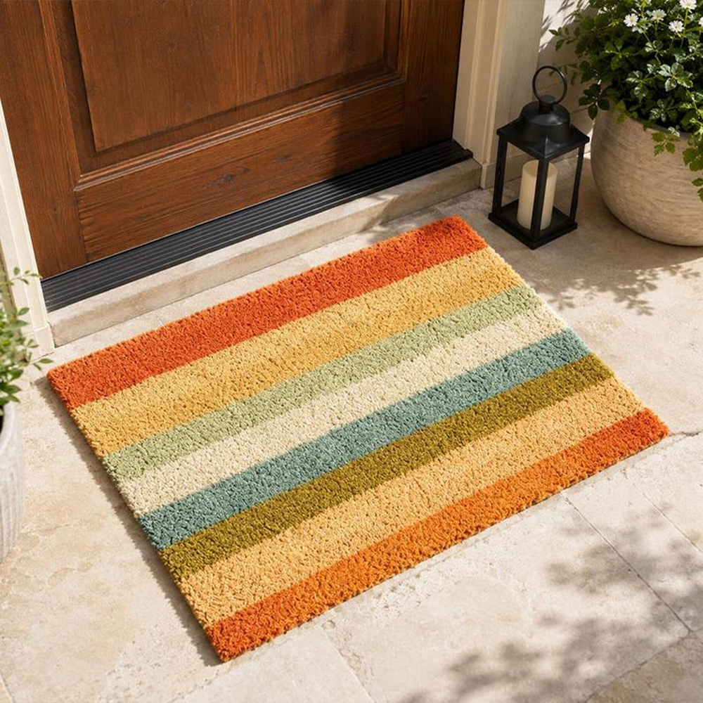 Retro Colorful Stripe Doormat  - Century Textile & Sewing Supply Hours ulasan dan harga