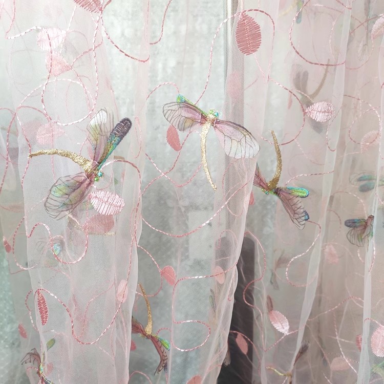 1yard Blue pink mesh fabric Th - Sewing Embroidery Fabric ulasan dan harga