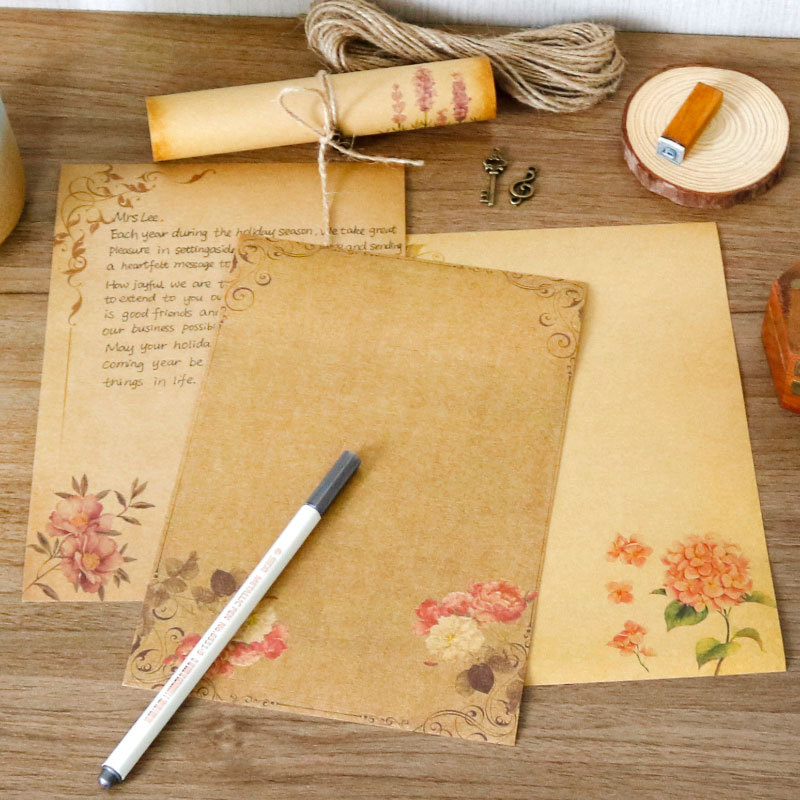 16pcs Vintage Writing Paper Ol - Pattern Tissue Paper ulasan dan harga