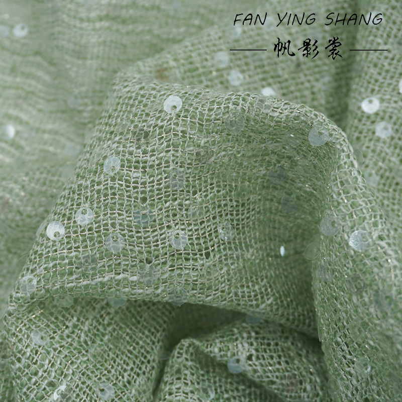 The Pale Green Sequins Tweed F - Sewing Tweed ulasan dan harga