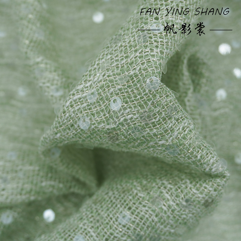 The Pale Green Sequins Tweed F - Sewing Tweed ulasan dan harga