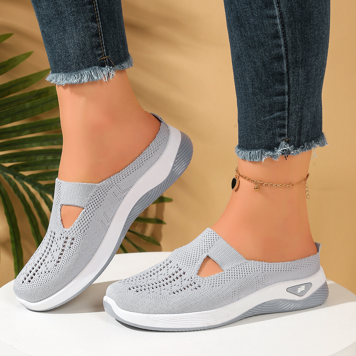 Women Shoes Breathable Half Sl - Sewing Net ulasan dan harga