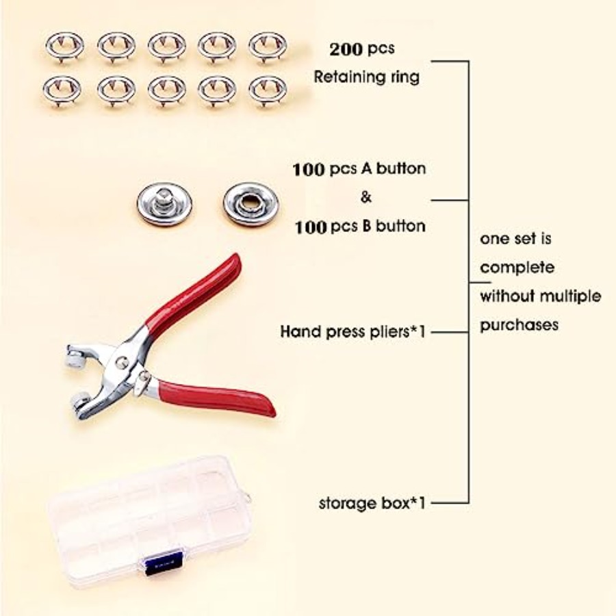 100 Sets Metal Snaps Buttons w - Snap Button Plier ulasan dan harga