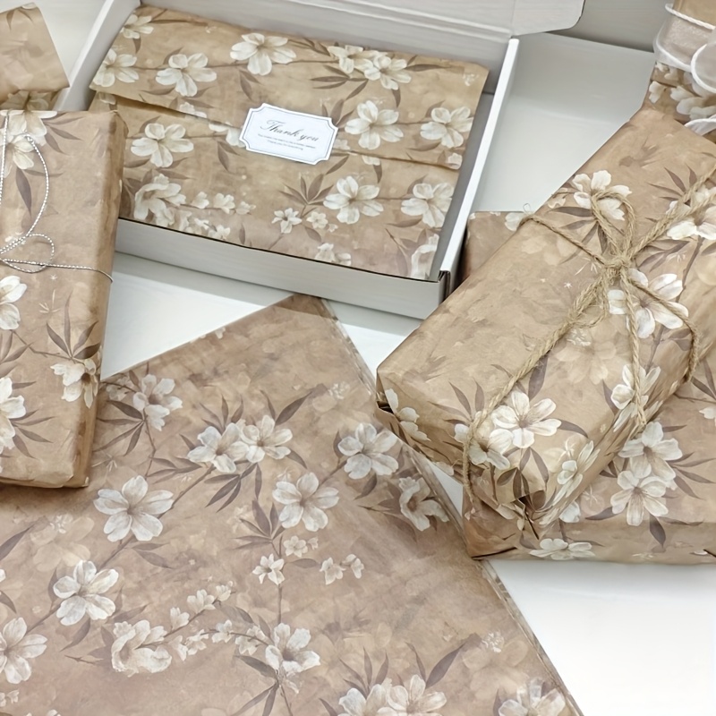 10/25pcs of Brown Apricot Blos - Pattern Tissue Paper ulasan dan harga